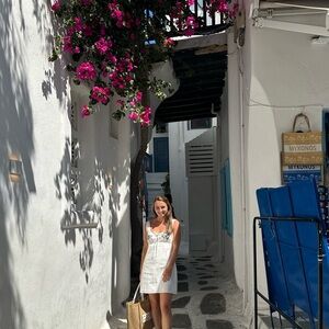 White-blue floral dress
